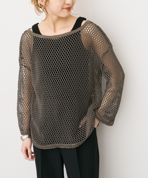 Spick & Span(スピックアンドスパン)の「《追加》ACASAM / アカサム メッシュプルオーバー(Tシャツ/カットソー・レディース・カーキ/アイボリー・FREE)」の12枚目の写真