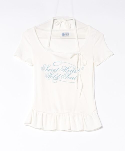 HOOK（フック）の「HOOK for girls ペプラムロゴプリントレイヤード風スクエアネック半袖トップス (SS)（その他トップス・レディース・グレー/オフホワイト・FREE）」の19枚目の写真
