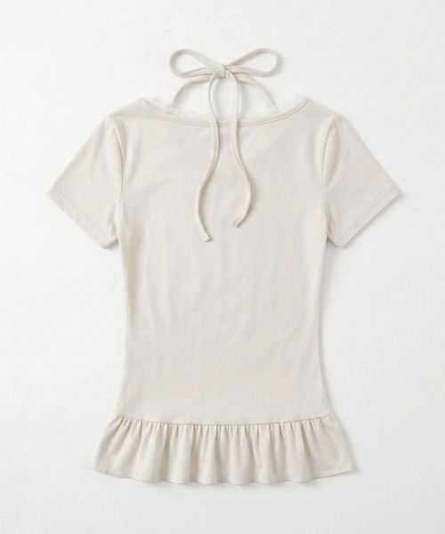 HOOK（フック）の「HOOK for girls ペプラムロゴプリントレイヤード風スクエアネック半袖トップス (SS)（その他トップス・レディース・グレー/オフホワイト・FREE）」の14枚目の写真