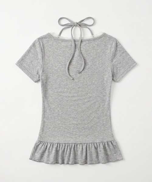 HOOK（フック）の「HOOK for girls ペプラムロゴプリントレイヤード風スクエアネック半袖トップス (SS)（その他トップス・レディース・グレー/オフホワイト・FREE）」の16枚目の写真