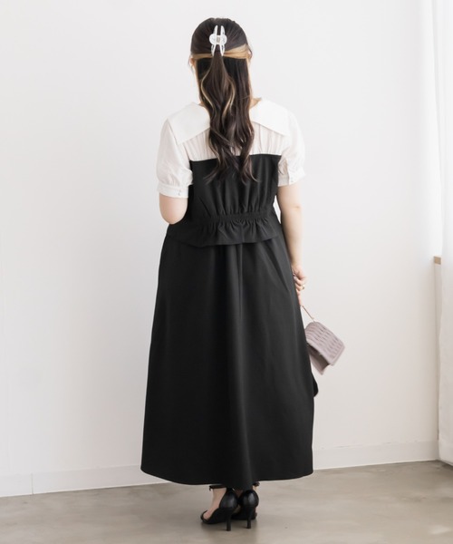 CLETTE(クレット)の「ビスチェ風シャツドッキングワンピース(ワンピース・レディース・チャコールグレー/ネイビー/ブラック・4L/LL/3L)」の19枚目の写真