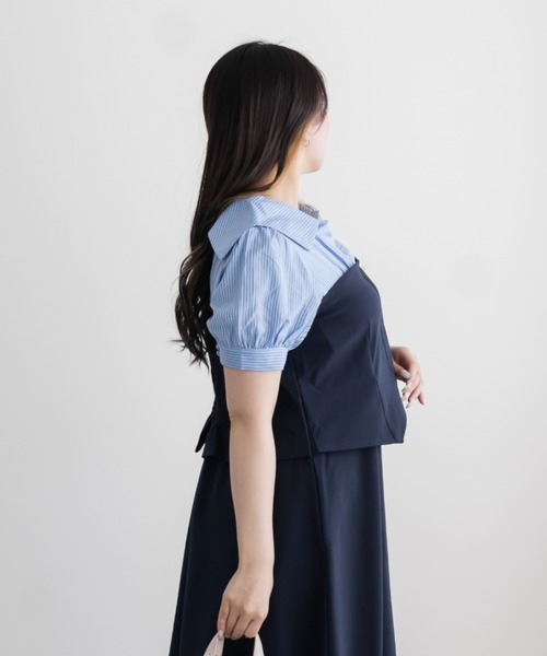 CLETTE(クレット)の「ビスチェ風シャツドッキングワンピース(ワンピース・レディース・チャコールグレー/ネイビー/ブラック・4L/LL/3L)」の13枚目の写真