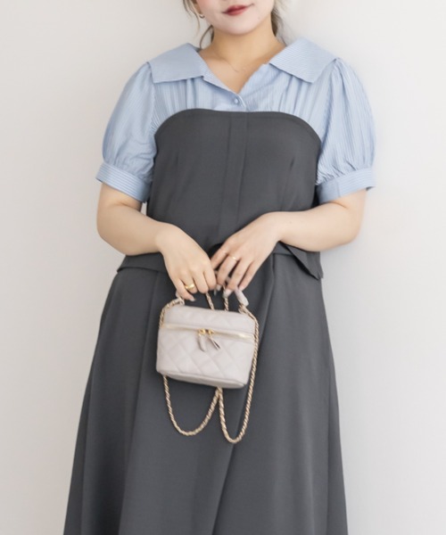 CLETTE(クレット)の「ビスチェ風シャツドッキングワンピース(ワンピース・レディース・チャコールグレー/ネイビー/ブラック・4L/LL/3L)」の20枚目の写真