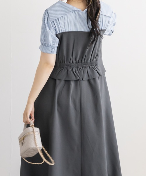 CLETTE(クレット)の「ビスチェ風シャツドッキングワンピース(ワンピース・レディース・チャコールグレー/ネイビー/ブラック・4L/LL/3L)」の22枚目の写真