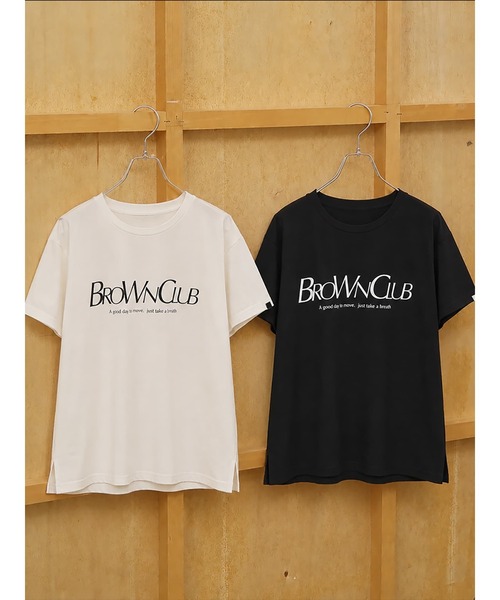 Brown&Street(ブラウンアンドストリート)の「【接触冷感】クールタッチロゴT(Tシャツ/カットソー・レディース・ホワイト/ブラック・FREE)」の2枚目の写真