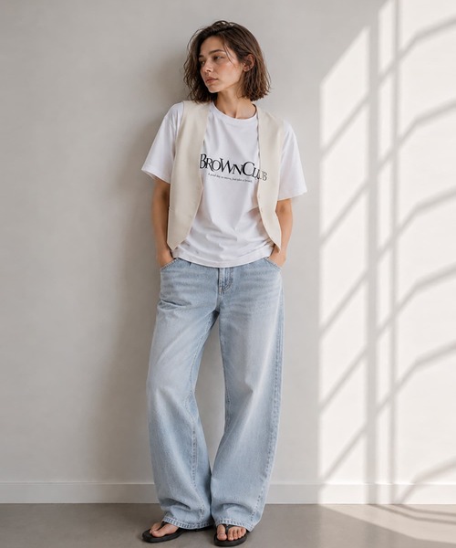 Brown&Street(ブラウンアンドストリート)の「【接触冷感】クールタッチロゴT(Tシャツ/カットソー・レディース・ホワイト/ブラック・FREE)」の6枚目の写真