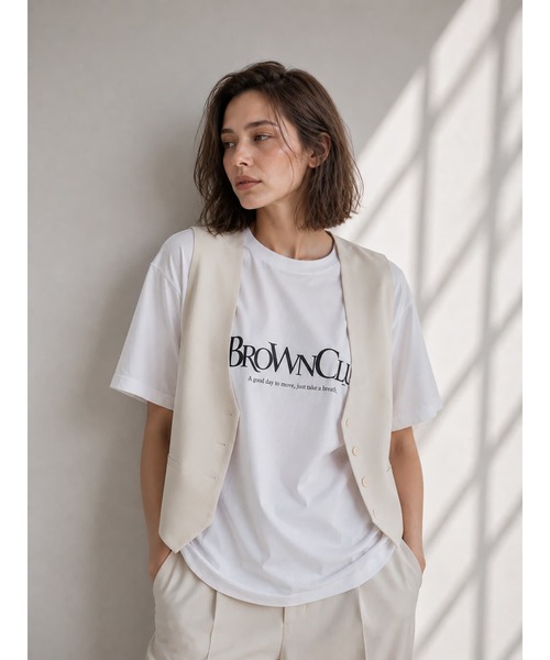 Brown&Street(ブラウンアンドストリート)の「【接触冷感】クールタッチロゴT(Tシャツ/カットソー・レディース・ホワイト/ブラック・FREE)」の7枚目の写真