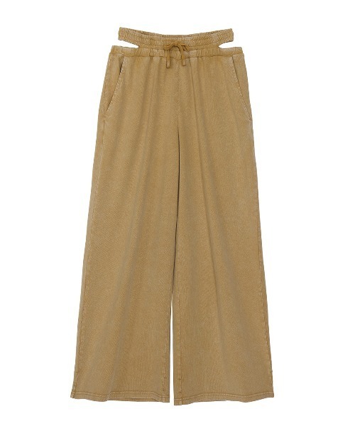 ELCHELE(エルチェレ)の「PIGMENT WAIST SLIT PANTS(スウェットパンツ・レディース・ベージュ/スミクロ・38/36)」の19枚目の写真