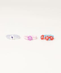 【rae】Bloom Ring Set /フラワービーズリング 3点セット