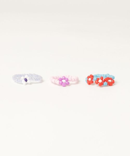 rae(レイ)の「【rae】Bloom Ring Set /フラワービーズリング 3点セット(リング・レディース・B/C/A・FREE)」の1枚目の写真
