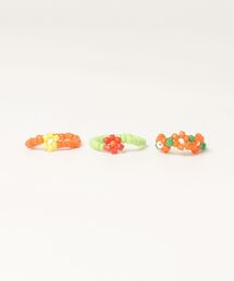 【rae】Bloom Ring Set /フラワービーズリング 3点セット