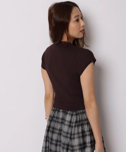 JUSGLITTY（ジャスグリッティー）の「シアーチェックドッキングワンピース（ワンピース・レディース・ブラウン/ネイビー・2/1）」の9枚目の写真