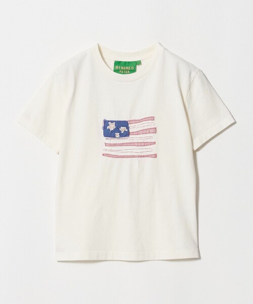 NICE WEATHER(ナイスウェザー)の「<PETER>USA FLAG Tシャツ(Tシャツ/カットソー・レディース・ホワイト/ブラック・2/1)」の1枚目の写真