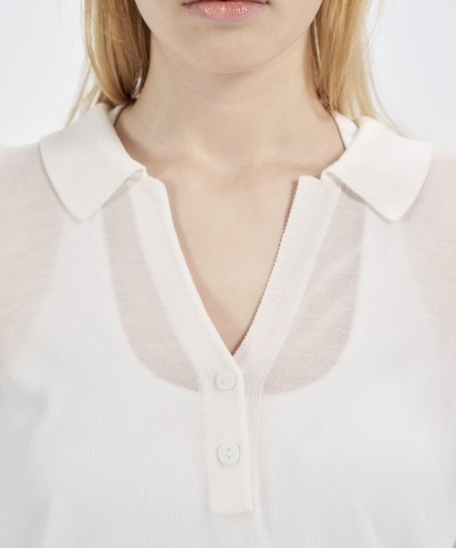 Studio Doe（スタジオドー）の「Studio Doe TENCEL KNIT POLO SHIRT（シャツ/ブラウス・レディース・ホワイト・MEDIUM）」の4枚目の写真
