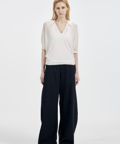 Studio Doe（スタジオドー）の「Studio Doe TENCEL KNIT POLO SHIRT（シャツ/ブラウス・レディース・ホワイト・MEDIUM）」の6枚目の写真