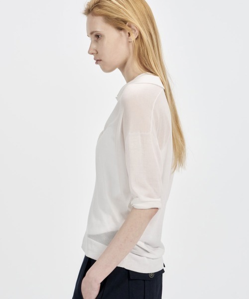 Studio Doe（スタジオドー）の「Studio Doe TENCEL KNIT POLO SHIRT（シャツ/ブラウス・レディース・ホワイト・MEDIUM）」の8枚目の写真