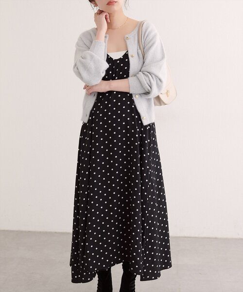 natural couture（ナチュラルクチュール）の「リボン付きドットキャミワンピース（ワンピース・レディース・ブラウン/ブラック・FREE）」の17枚目の写真