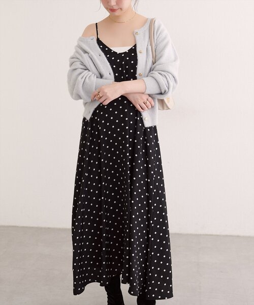 natural couture（ナチュラルクチュール）の「リボン付きドットキャミワンピース（ワンピース・レディース・ブラウン/ブラック・FREE）」の18枚目の写真