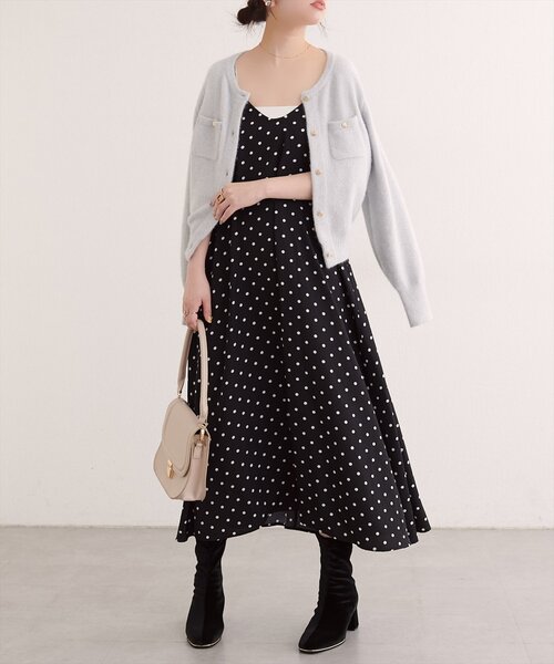 natural couture（ナチュラルクチュール）の「リボン付きドットキャミワンピース（ワンピース・レディース・ブラウン/ブラック・FREE）」の19枚目の写真