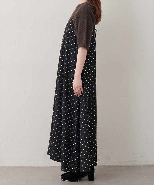 natural couture（ナチュラルクチュール）の「リボン付きドットキャミワンピース（ワンピース・レディース・ブラウン/ブラック・FREE）」の7枚目の写真