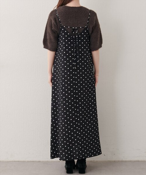 natural couture（ナチュラルクチュール）の「リボン付きドットキャミワンピース（ワンピース・レディース・ブラウン/ブラック・FREE）」の8枚目の写真