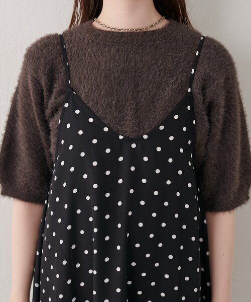 natural couture（ナチュラルクチュール）の「リボン付きドットキャミワンピース（ワンピース・レディース・ブラウン/ブラック・FREE）」の9枚目の写真