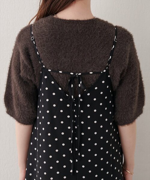 natural couture（ナチュラルクチュール）の「リボン付きドットキャミワンピース（ワンピース・レディース・ブラウン/ブラック・FREE）」の10枚目の写真