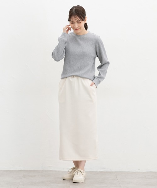 Honeys(ハニーズ)の「ワッフルTシャツ(Tシャツ/カットソー・レディース・杢グレー/オートミール/ブラック/キャメル/カーキ/ベージュ・S/M/LL/L)」の16枚目の写真