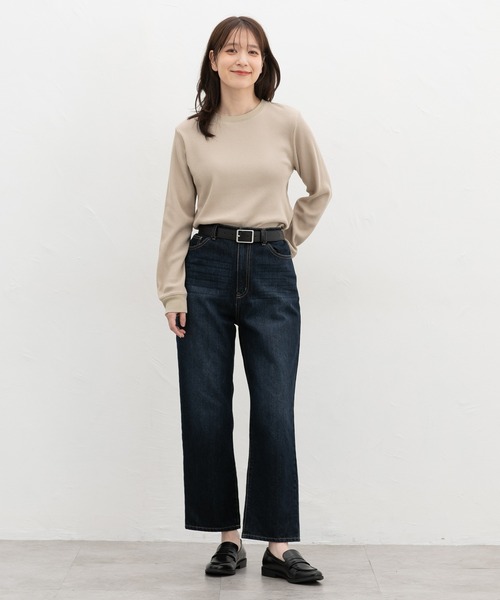 Honeys(ハニーズ)の「ワッフルTシャツ(Tシャツ/カットソー・レディース・杢グレー/オートミール/ブラック/キャメル/カーキ/ベージュ・S/M/LL/L)」の18枚目の写真
