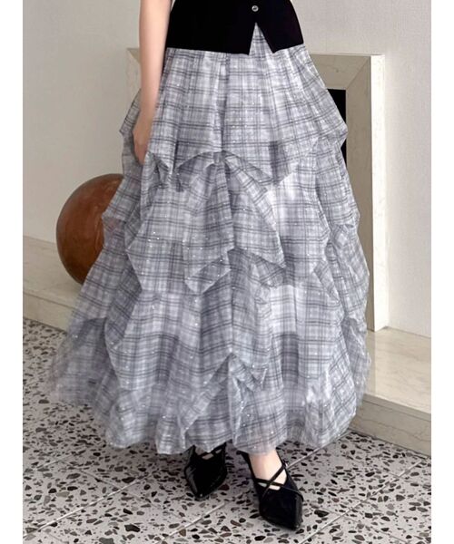 dazzlin(ダズリン)の「タックバルーンチュールスカート(スカート・レディース・イエロー/ブラック/ブルー/オフホワイト・SMALL/MEDIUM)」の3枚目の写真