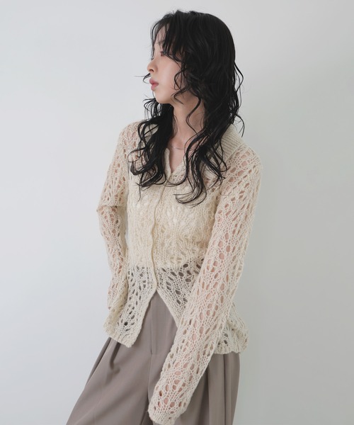 LIAN(リアン)の「クロシェポロニットカーディガン(ニット/セーター・レディース・アイボリー/レッド/チャコールグレー/ブラウン・FREE)」の20枚目の写真