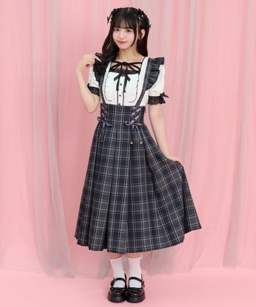 Secret Honey(シークレットハニー)の「半袖ヨークピンタックフリルカットソー(Tシャツ/カットソー・レディース・オフホワイト/ブラック・FREE)」の6枚目の写真