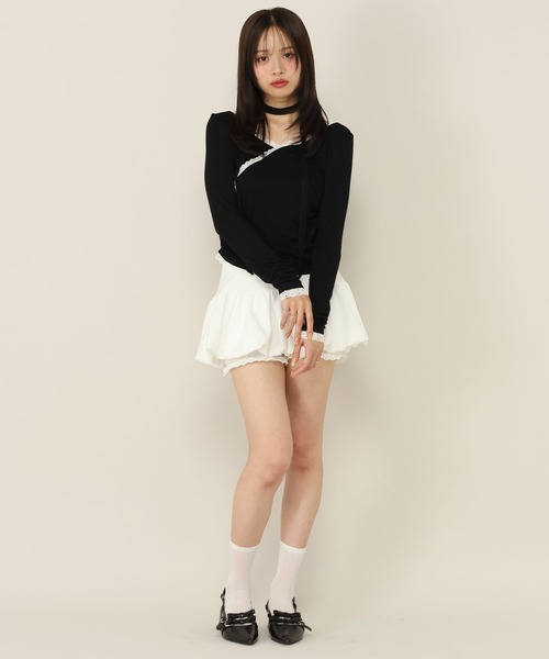 Heather(ヘザー)の「タイ付きレースシアーカットソー 1063921(Tシャツ/カットソー・レディース・ブラック/ピンク/オフホワイト/アイボリー・FREE)」の5枚目の写真