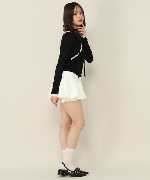 Heather(ヘザー)の「タイ付きレースシアーカットソー 1063921(Tシャツ/カットソー・レディース・ブラック/ピンク/オフホワイト/アイボリー・FREE)」の6枚目の写真