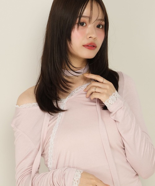 Heather(ヘザー)の「タイ付きレースシアーカットソー 1063921(Tシャツ/カットソー・レディース・ブラック/ピンク/オフホワイト/アイボリー・FREE)」の16枚目の写真