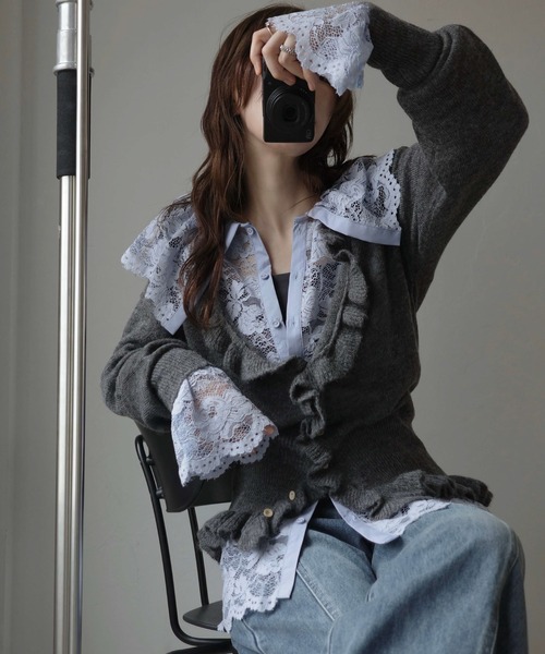 WILLFULLY(ウィルフリー)の「scallop all over lace candy sleeve BL(シャツ/ブラウス・レディース・サックスブルー/ホワイト/ブラウン・FREE)」の17枚目の写真