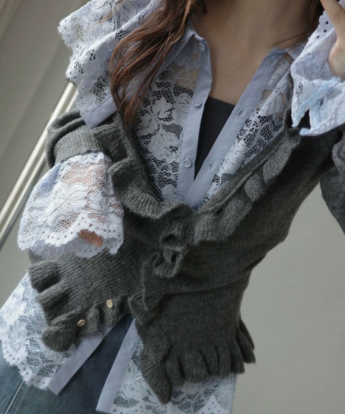 WILLFULLY(ウィルフリー)の「scallop all over lace candy sleeve BL(シャツ/ブラウス・レディース・サックスブルー/ホワイト/ブラウン・FREE)」の18枚目の写真