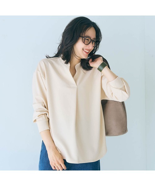 Belle Maison(ベルメゾン)の「テクニックいらずのキーネックブラウス【乾燥機OK】(シャツ/ブラウス・レディース・ベージュ/グレイッシュブルー/ブラック/モカ・M/S/L)」の20枚目の写真