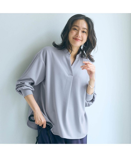 Belle Maison(ベルメゾン)の「テクニックいらずのキーネックブラウス【乾燥機OK】(シャツ/ブラウス・レディース・ベージュ/グレイッシュブルー/ブラック/モカ・M/S/L)」の21枚目の写真