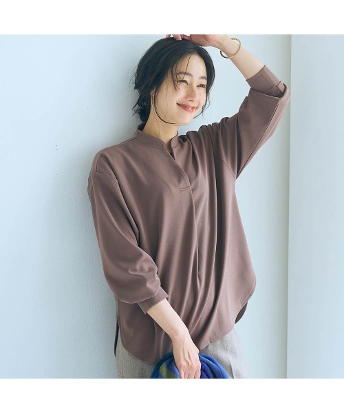 Belle Maison(ベルメゾン)の「テクニックいらずのキーネックブラウス【乾燥機OK】(シャツ/ブラウス・レディース・ベージュ/グレイッシュブルー/ブラック/モカ・M/S/L)」の22枚目の写真