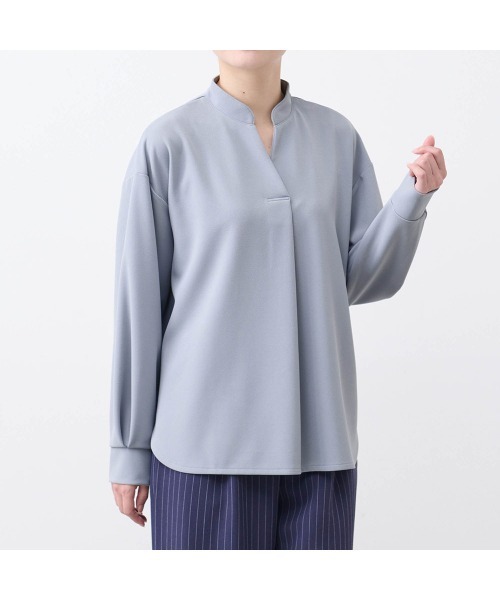 Belle Maison(ベルメゾン)の「テクニックいらずのキーネックブラウス【乾燥機OK】(シャツ/ブラウス・レディース・ベージュ/グレイッシュブルー/ブラック/モカ・M/S/L)」の8枚目の写真