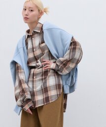 【ZOZO限定】【UNISEX】ソフトタッチビエラチェックルーズシャツ