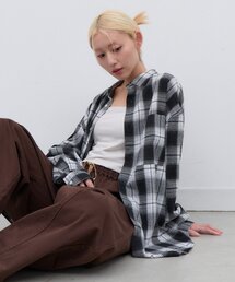 【ZOZO限定】【UNISEX】ソフトタッチビエラチェックルーズシャツ