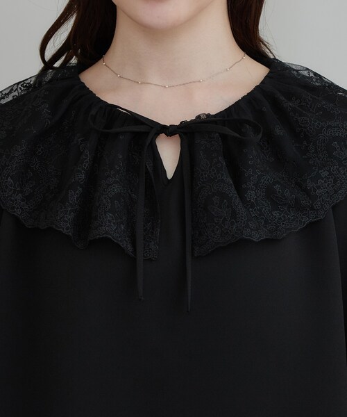 couture brooch(クチュールブローチ)の「レース衿カフスインナーブラウス(シャツ/ブラウス・レディース・ブラック/アイボリー・36/38/42/40)」の21枚目の写真