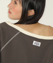 BLOCKED OFF SHOULDER SWEATSHIRT CHARCOAL