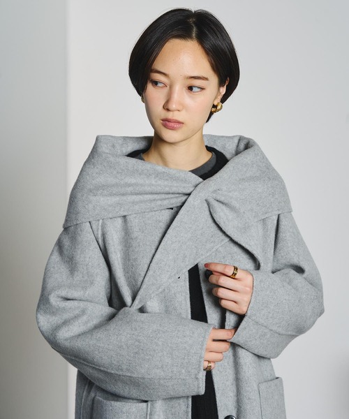 ROSE BUD(ローズバッド)の「SCARF LONG COAT(ノーカラーコート・レディース・グレー/ブラウン・M/S)」の20枚目の写真