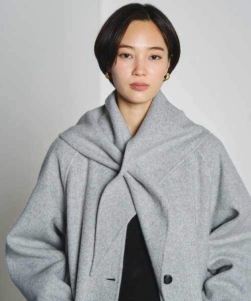 ROSE BUD(ローズバッド)の「SCARF LONG COAT(ノーカラーコート・レディース・グレー/ブラウン・M/S)」の21枚目の写真