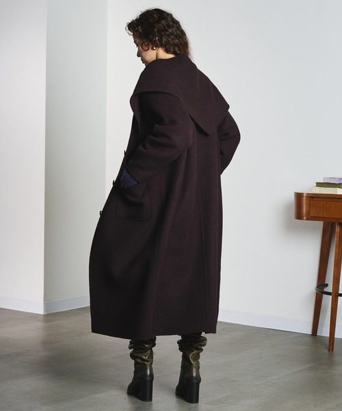 ROSE BUD(ローズバッド)の「SCARF LONG COAT(ノーカラーコート・レディース・グレー/ブラウン・M/S)」の9枚目の写真