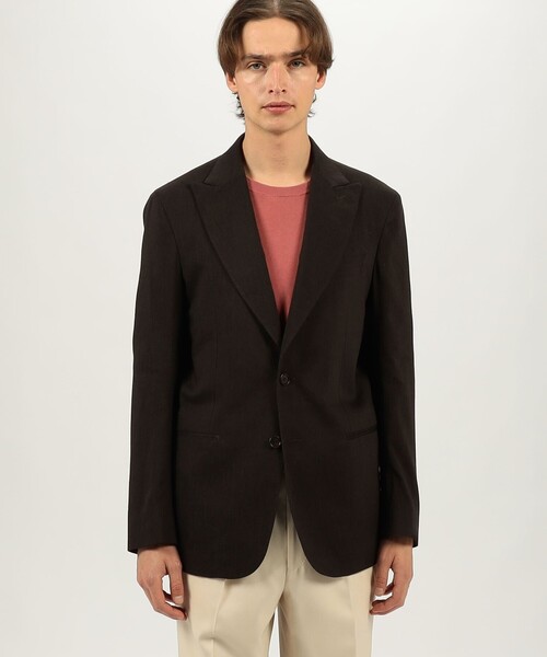 De Petrillo（デペトリロ）の「【別注】De Petrillo MARGELINA リネンウール シングルブレステッド2Bジャケット（テーラードジャケット・メンズ・ダークブラウン/ブラック・50/46/48）」の4枚目の写真