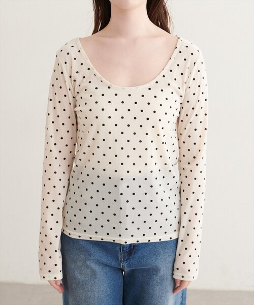 natural couture（ナチュラルクチュール）の「前後２WAYクルーネックプルオーバー（Tシャツ/カットソー・レディース・ブラウン/オフホワイト・FREE）」の9枚目の写真